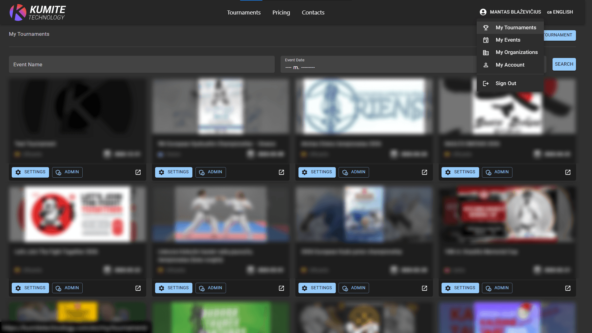 Accessing Tournament Management