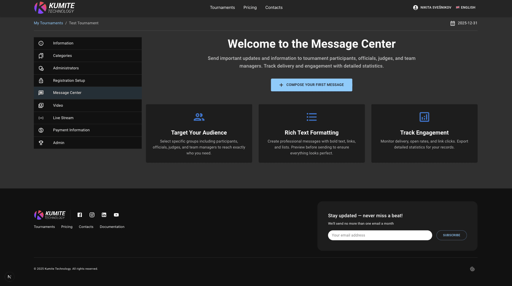 Message Center Welcome