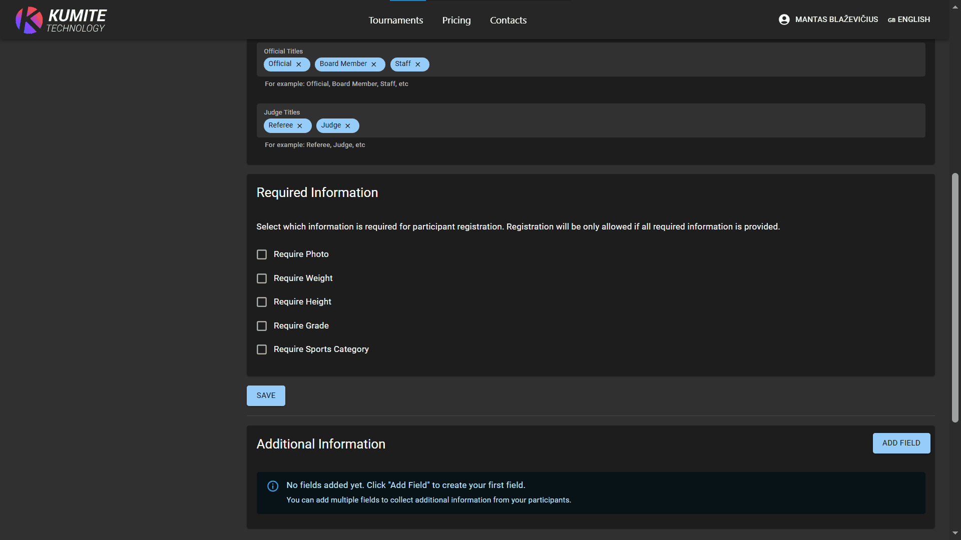 Registration Setup Form