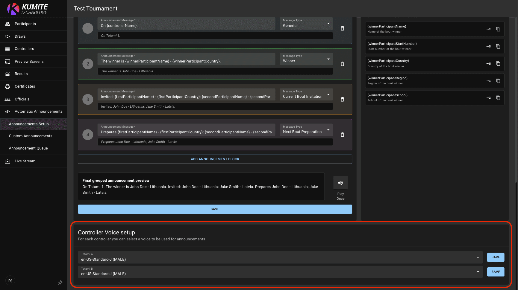Controller Voice Setup