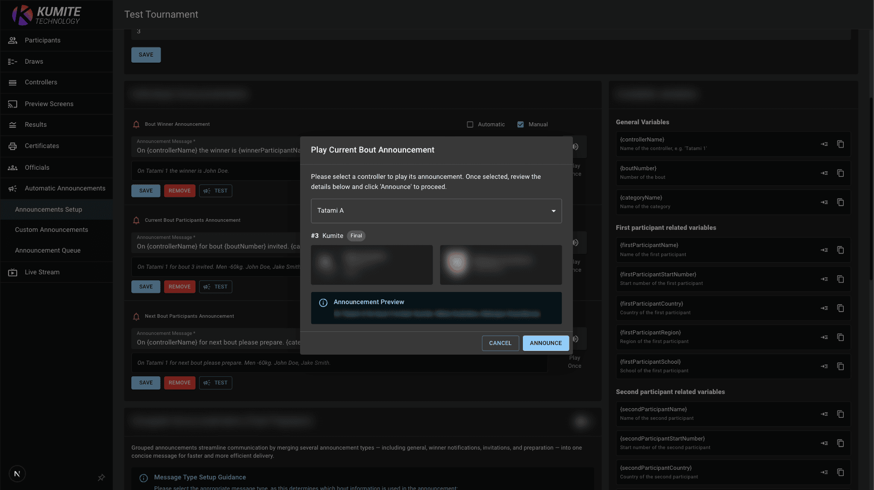 Announcement Manual Trigger